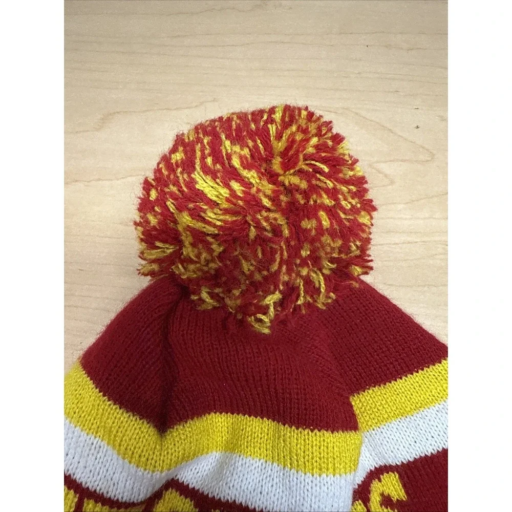 USC Trojans Fight On Knit Beanie Pom Hat Red White Yellow